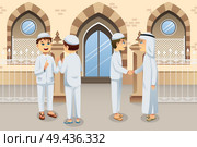 A vector illustration of people celebrating Eid-Al-fitr. Стоковая иллюстрация, агентство Ingram Publishing / Фотобанк Лори