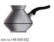 Cezve pattern light banner vector illustration of coffee pot with curved black handle, bowl with bent shapes and grey lines isolated on white backdrop. Cezve Pattern Light Banner Vector Illustration. Стоковая иллюстрация, агентство Ingram Publishing / Фотобанк Лори