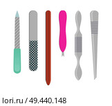 Nail files collection, poster with tools, and equipments, used in salons, effective object to make women fingernails perfect, vector illustration. Nail Files Collection Poster Vector Illustration. Стоковая иллюстрация, агентство Ingram Publishing / Фотобанк Лори
