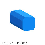 Square prism with round edges, colorful banner, cuboid with smooth ribs, blue geometric figure, vector prism illustration, isolated on white backdrop. Square Prism with Round Edges, Colorful Banner. Стоковая иллюстрация, агентство Ingram Publishing / Фотобанк Лори