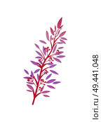 Thorny shrub with pink leaves and red berries vector illustration springtime branch isolated on white background. Spring brunch with red buds and leaf. Thorny Shrub with Pink Leaves Red Berries Vector. Стоковая иллюстрация, агентство Ingram Publishing / Фотобанк Лори