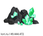 Natural resources crystals among rocks and stones vector illustration crystals and minerals, mineralogy geological granite blocks with gemstones isolated. Natural Resources Crystals Among Rocks and Stones. Стоковая иллюстрация, агентство Ingram Publishing / Фотобанк Лори