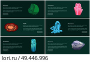 Aquamarine and malachite, agate and rhinestone, diamond and pink quartz minerals, crystal system vector web online pages design push buttons read more. Aquamarine Malachite Agate and Rhinestone, Diamond. Стоковая иллюстрация, агентство Ingram Publishing / Фотобанк Лори
