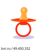 Soother of child object, poster with item helping children to feel comfortable, dummy with ring, useful thing, vector illustration isolated on white. Soother of Child Object Poster Vector Illustration. Стоковая иллюстрация, агентство Ingram Publishing / Фотобанк Лори