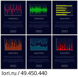 Statistics and analytics, color graphs collection, vector illustration arrows, financial indexes graphs business informatio varied statistics data set. Statistics and Analytics, Color Graphs Collection. Стоковая иллюстрация, агентство Ingram Publishing / Фотобанк Лори