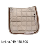 dressage beige saddle pad  isolated on white. Стоковое фото, агентство Ingram Publishing / Фотобанк Лори
