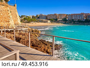 Salou Platja Capellans beach in Tarragona of Catalonia. Стоковое фото, агентство Ingram Publishing / Фотобанк Лори