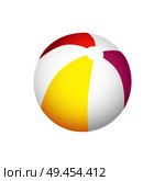 Inflatable striped ball to play on beach in summer. Volleyball to have fun and do sports on beach. Big colorful balloon vector illustration. Inflatable Striped Ball to Play on Beach in Summer. Стоковая иллюстрация, агентство Ingram Publishing / Фотобанк Лори