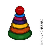 Cones games and toys set with smaller and bigger conic plastic circles, game for children development vector illustration isolated on white background. Cones Games and Toys Set, Vector Illustration. Стоковая иллюстрация, агентство Ingram Publishing / Фотобанк Лори