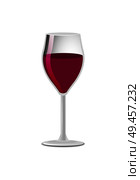 Glass of elite red wine classical alcohol drink in elegant glassware vector illustration isolated on white, winery refreshing merlot burgundy beverage. Glass of Elite Red Wine Classical Alcohol Drink. Стоковая иллюстрация, агентство Ingram Publishing / Фотобанк Лори