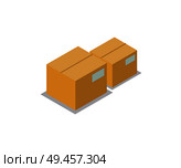 Boxes collection production icons, items made of carton paper having label with info on side, compact containers, isolated on vector illustration. Boxes Set Production Icons Vector Illustration. Стоковая иллюстрация, агентство Ingram Publishing / Фотобанк Лори