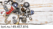 Mix of beautiful jewellery.Collection of bijouterie.Fashion jewels. Jewelry and bijouterie. Стоковое фото, агентство Ingram Publishing / Фотобанк Лори