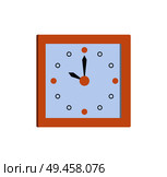 Clock icon square wall watch showing time ten o clock vector illustration of timekeeper isolated on white background. Stylish timer in flat style design. Clock Icon Square Wall Clock Showing Time Vector. Стоковая иллюстрация, агентство Ingram Publishing / Фотобанк Лори