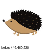 Cute funny prickly hedgehog vector flat cartoon sticker isolated on white. Wild spiny animal illustration for game counters, price tags. Cute Hedgehog Cartoon Flat Vector Sticker or Icon. Стоковая иллюстрация, агентство Ingram Publishing / Фотобанк Лори