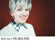 Beautiful and happy woman with gray hair                               . Стоковое фото, агентство Ingram Publishing / Фотобанк Лори