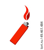 Burning lighter icon vector illustration isolated on white. Tool for starting fire. Orange metal or plastic cigar-lighter with bright fire symbol. Burning Lighter Icon Vector Illustration Isolated. Стоковая иллюстрация, агентство Ingram Publishing / Фотобанк Лори