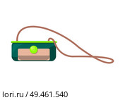 Bright small purse on long strap with round clasp. Female compact colorful handbag. Stylish bag for summer outfit isolated vector illustration.. Bright Small Purse on Long Strap with Round Clasp. Стоковая иллюстрация, агентство Ingram Publishing / Фотобанк Лори