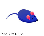 Mouse of blue color toy for felines, designed for domestic animals, mice with long tail and whiskers, vector illustration isolated on white background. Mouse of Blue Color Cats Toy Vector Illustration. Стоковая иллюстрация, агентство Ingram Publishing / Фотобанк Лори