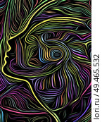 Upward looking human face profile done in classical woodcut style on subjects of human drama, poetry and idealism. Traditional Media series. Стоковое фото, агентство Ingram Publishing / Фотобанк Лори