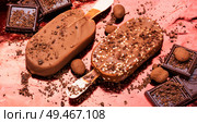 Popsicle ice cream chocolate.Chocolate ice cream on stick. Chocolate ice cream. Стоковое фото, агентство Ingram Publishing / Фотобанк Лори