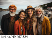 A diverse group of individuals of various ethnicities standing closely together in a group setting. Стоковое AI-изображение, AI-художник Данила Большаков / Фотобанк Лори
