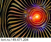 Unity of Fragmented World series. Composition of stained glass pattern of color fragments on the subject of imagination, creativity art and design. Стоковое фото, агентство Ingram Publishing / Фотобанк Лори