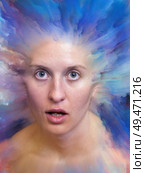 Her World series. Composition of female portrait fused with vibrant paint on the subject of feelings, emotions, inner world, creativity and imagination. Стоковое фото, агентство Ingram Publishing / Фотобанк Лори