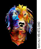 Dog digital portrait in bright colors on black background on subject of love, friendship, faithfulness, companionship between dog and man. God bless animals series. Стоковое фото, агентство Ingram Publishing / Фотобанк Лори