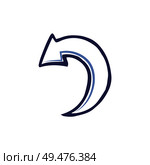 Curved rounded arrow turning left down vector icon isolated. Pointer with back direction of swirl arrowhead. Monochrome outline handdrawn sketch vector. Curved Rounded Arrow Turning Left Down Vector icon. Стоковая иллюстрация, агентство Ingram Publishing / Фотобанк Лори