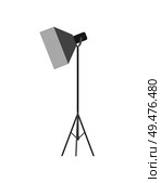 Studio professional light focusing spotlight, photographing equipment. Flashstand portable mounted flash speedlite flashgun isolated on white vector.. Studio Professional Light Photographing Equipment. Стоковая иллюстрация, агентство Ingram Publishing / Фотобанк Лори