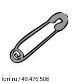 English safety pin as emblem and punk movement symbol isolated on white background. Black and white flat symbolic sign illustration in cartoon style.. Simple English Safety Pin as Punk Emblem Poster. Стоковая иллюстрация, агентство Ingram Publishing / Фотобанк Лори