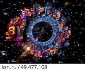 Numbers in Space series. Circular background design made of digits and fractal patters on the subject of science and technology. Стоковое фото, агентство Ingram Publishing / Фотобанк Лори