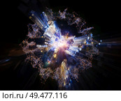 Explosive Technology. Bright math-generated abstract radial elements to illustrate concept of rapid expansion on the subject of science, education and technology. Стоковое фото, агентство Ingram Publishing / Фотобанк Лори