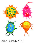 Bacteria stack isolated on white banner, vector microorganism with different shape bodies and appendices, biological card with viruses and germs icons. Bacteria Stack Isolated Microorganism Vector Icons. Стоковая иллюстрация, агентство Ingram Publishing / Фотобанк Лори