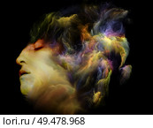 Surreal illustration of female face and dreamlike elements on the subject of subconscious, dream, mind, poetry and inner world. Стоковое фото, агентство Ingram Publishing / Фотобанк Лори