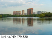 Москва. Вид на здания района Строгино ЖК «Альбатрос» и "Лазурный блюз" Стоковое фото, фотограф Александр К / Фотобанк Лори