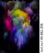 Canvas landscape series. Rich paint interplay on black background on the subject of creativity, imagination, inner world and art. Стоковое фото, агентство Ingram Publishing / Фотобанк Лори