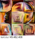 Human Texture series. Design composed of human face, rich colors, organic textures, flowing curves as a metaphor on the subject of inner world, mind, soul and Nature. Стоковое фото, агентство Ingram Publishing / Фотобанк Лори