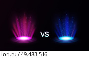 Realistic radiant magic portals pink vs blue with light effects on black background vector illustration. Стоковая иллюстрация, агентство Ingram Publishing / Фотобанк Лори