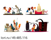 Childhood fears concept icons set with monsters and doctors symbols isolated vector illustration. Стоковая иллюстрация, агентство Ingram Publishing / Фотобанк Лори