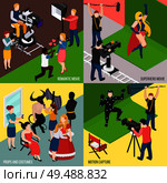 Super hero and romantic movies motion capture cinema props and costumes isometric design concept isolated vector illustration. Стоковая иллюстрация, агентство Ingram Publishing / Фотобанк Лори