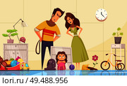 Childhood fears composition with punishment in family symbols vector illustration. Стоковая иллюстрация, агентство Ingram Publishing / Фотобанк Лори