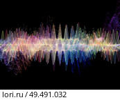 Wave Function series. Artistic abstraction composed of colored sine vibrations, light and fractal elements on the subject of sound equalizer, music spectrum and  quantum probability. Стоковое фото, агентство Ingram Publishing / Фотобанк Лори