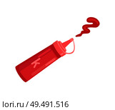 Ketchup for barbecue vector badge, cartoon style banner. Bottle squeezing tomato sauce poster, isolated brochure for cafe or restaurant menu cover. Ketchup for Barbecue Vector Cartoon Style Banner. Стоковая иллюстрация, агентство Ingram Publishing / Фотобанк Лори