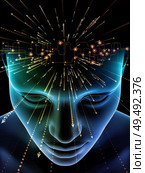 Combination of numerical streams and digital lines emanating from human mind. Virtual Thinking series. Стоковое фото, агентство Ingram Publishing / Фотобанк Лори