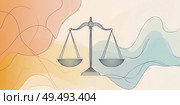 A scale with a black and white image of a gavel on it. Стоковое AI-изображение, AI-художник Ярославский Максим / Фотобанк Лори