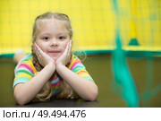 Preschooler smiles.Preschooler in the gym. Стоковое фото, фотограф Лазаренко Светлана / Фотобанк Лори