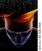 Close-up of human face with overlay of strings of digits and abstract elements. Virtual Thinking series. Стоковое фото, агентство Ingram Publishing / Фотобанк Лори