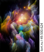 Coloring Space series. Dimension vibrant cloudy formations. Abstraction on the subject of art, imagination, creativity and education. Стоковое фото, агентство Ingram Publishing / Фотобанк Лори