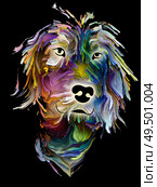 Dog digital portrait in digital oil colors on black background on subject of love, friendship, faithfulness, companionship between dog and man. God bless animals series. Стоковое фото, агентство Ingram Publishing / Фотобанк Лори